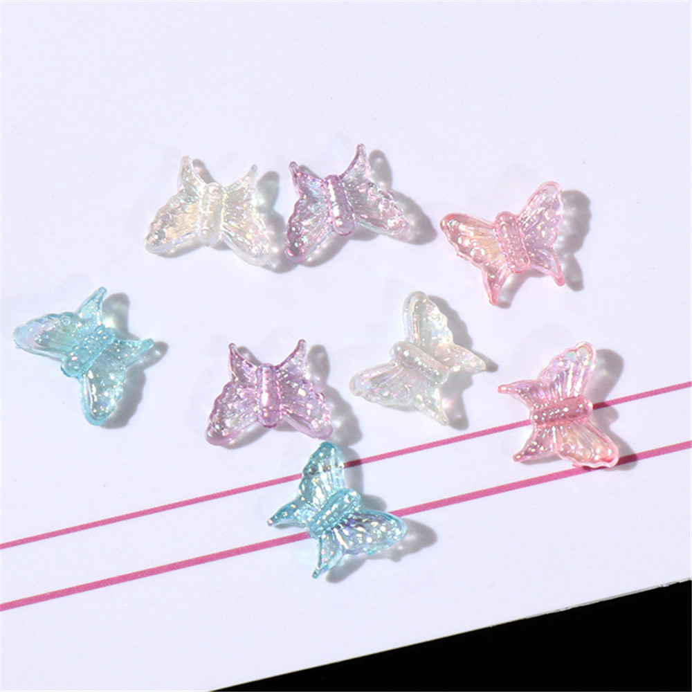 20pcs Acrylic 3D Butterfly Mixed Colour Transparent Butterfly Charm Beads Jewelry Make