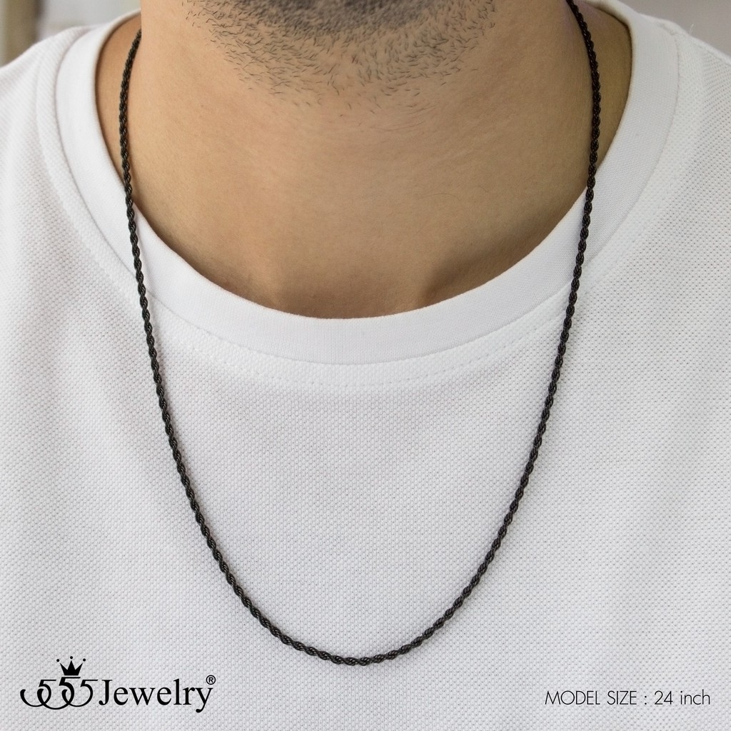 555jewelry สร้อยคอโซ่ ดีไซน์สวยลายเชือก รุ่น MNC-C093 - สร้อยสแตนเลส สร้อยคอผู้ชาย สร้อยคอผู้หญิง (CH4-CH7]