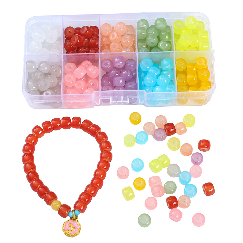 [8X6 มม.] ชุดลูกปัด 10 ช่อง ทรงกลมแบน DIY สําหรับทําเครื่องประดับ สร้อยข้อมือ