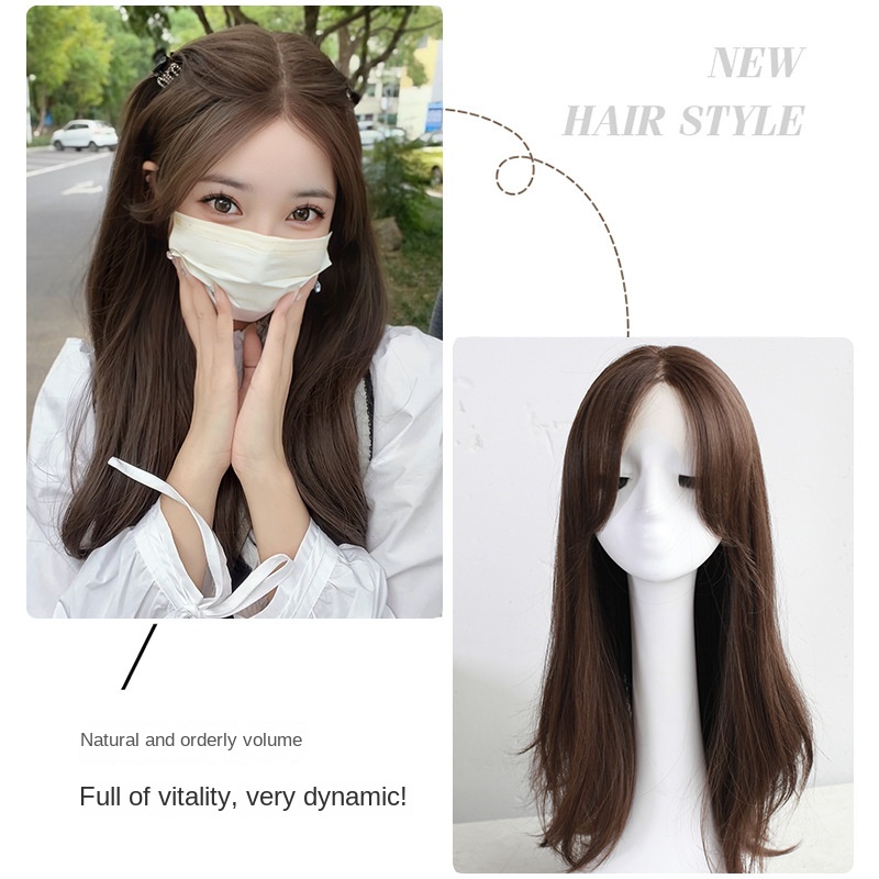Al-106 [Sweet Korean Style] วิกผมยาว หยิกตรงกลาง แต่งลูกไม้ สไตล์เกาหลี สําหรับผู้หญิง
