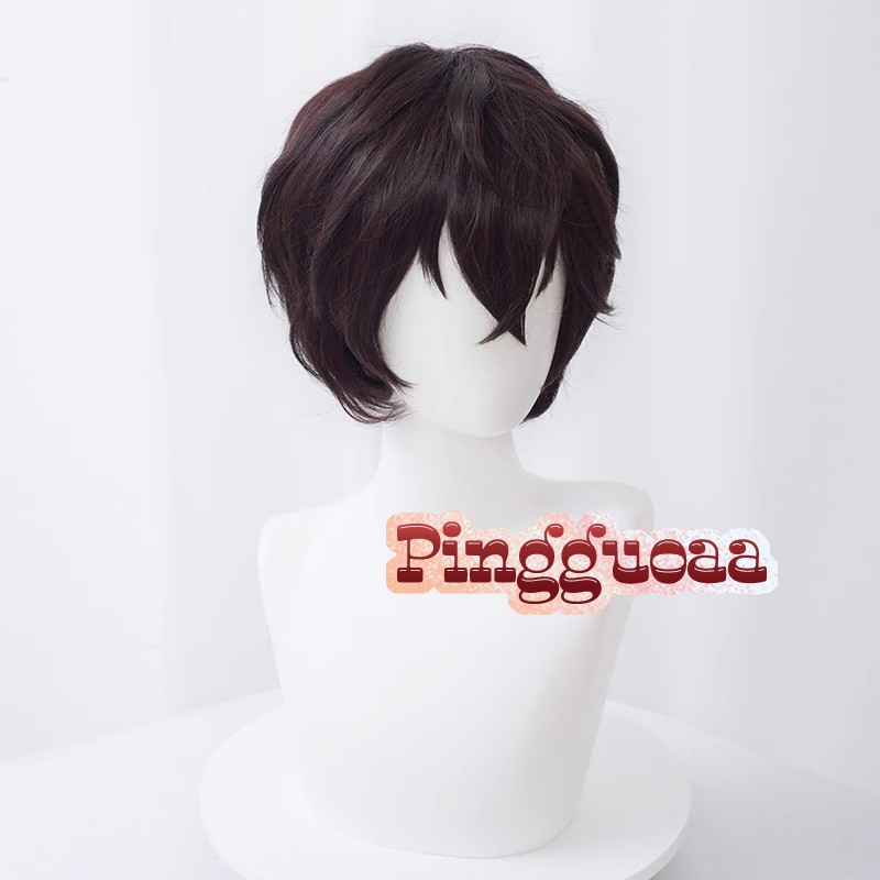 Anime Bungou Stray Dogs Dazai Osamu Cosplay Wigs 30cm Dark Brown Short Wig Heat Resistant Synthetic Hair