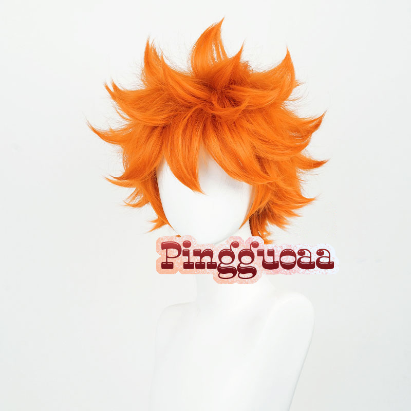 Anime Haikyuu!! Hinata Syouyou Cosplay Wig 30cm Short Orange Fluffy Layered Wigs Heat Resistant Synthetic Hair