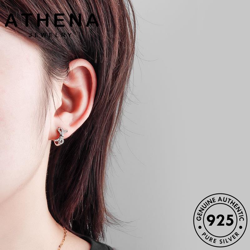 Athena JEWELRY ต่างหูห่วง เงิน 925 ประดับเพชร โมอิส โบว์ สําหรับผู้หญิง E333-THE