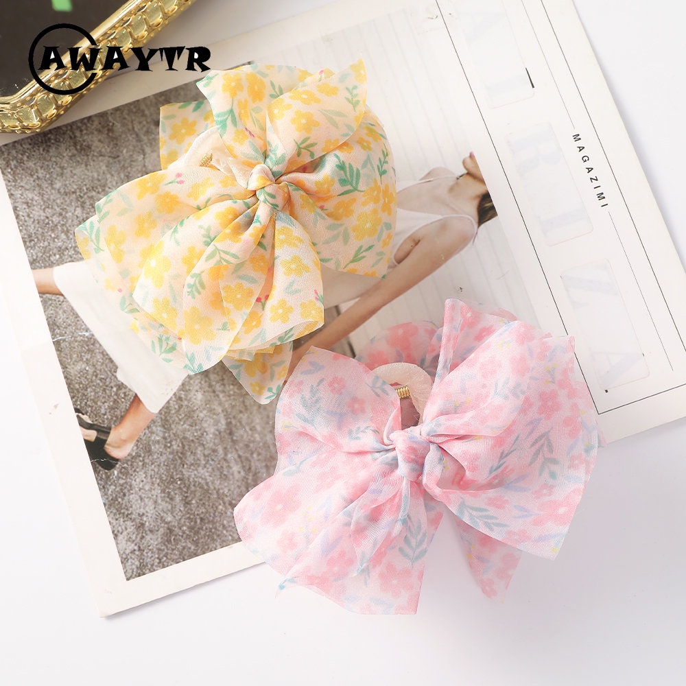Awaytr กิ๊บติดผม ลายดอกไม้ โบว์ แฟชั่นใหม่ สําหรับผู้หญิง