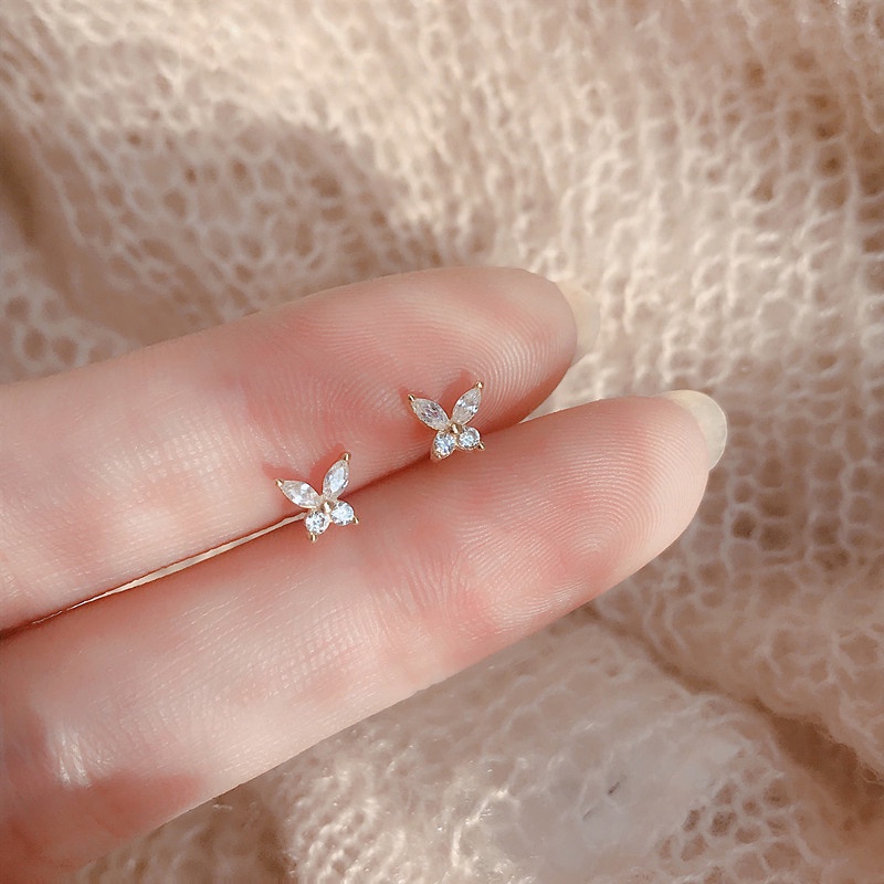 Ay(cn) ต่างหูห่วง ประดับเพทาย ขนาดเล็ก 14K กันแพ้ เครื่องประดับ สําหรับผู้หญิง