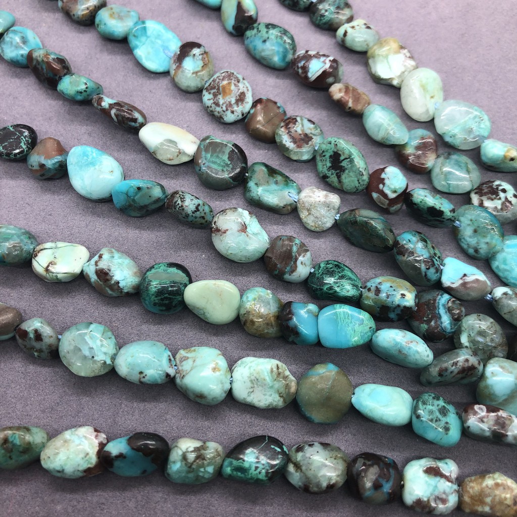 Azurite Turquoise Beads ลูกปัดสีเขียวขุ่นหินหลวมธรรมชาติกรวดรูปร่างผิดปกติ DIY