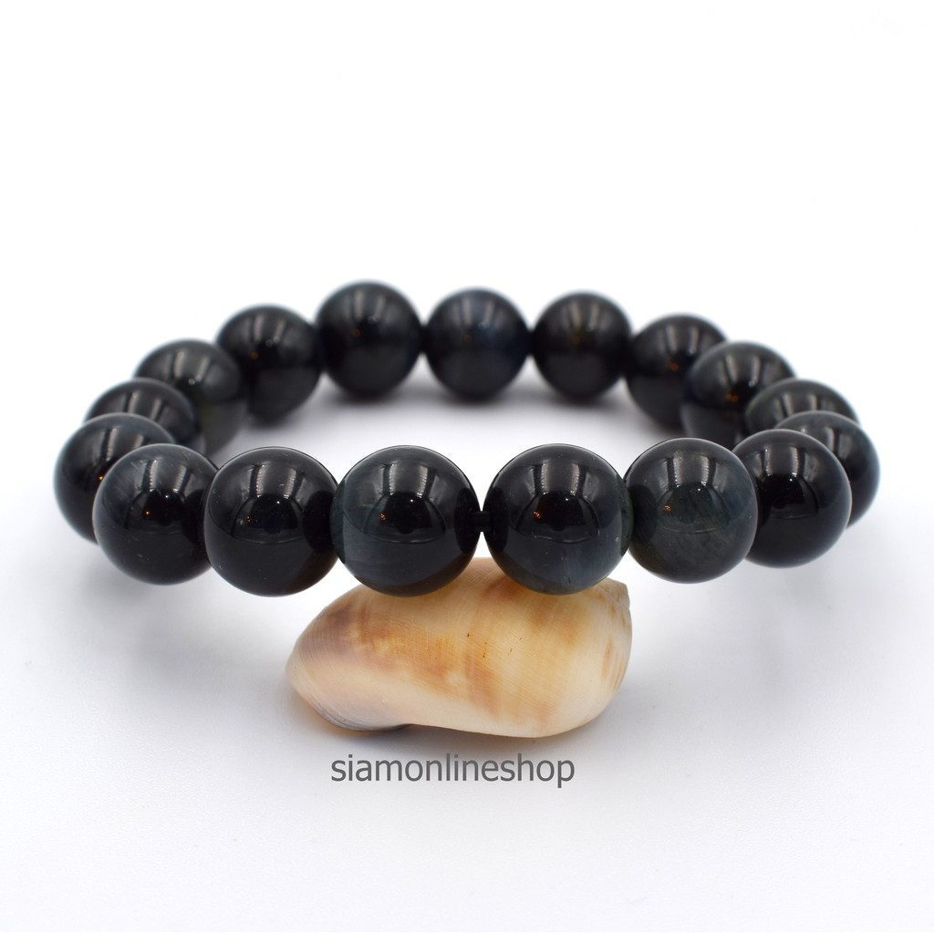 BLACK OPAL หินแบล็คโอปอล ขนาด 10 มม. สร้อยข้อมือหินแท้ by siamonlineshop