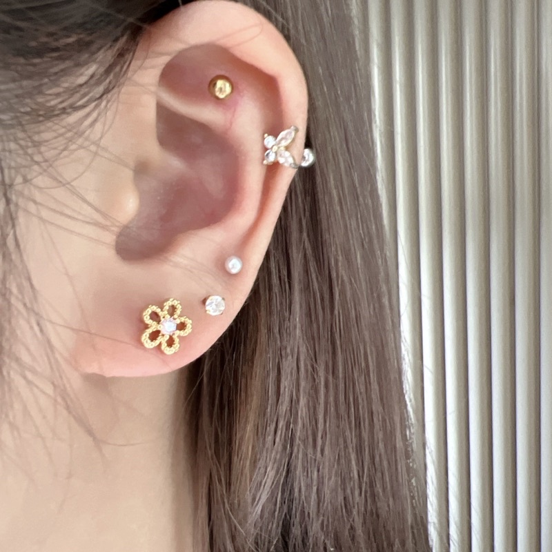 BOOPY- ต่างหู brass+14k Freesia earrings
