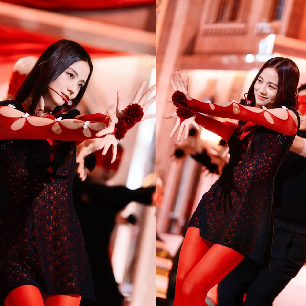 Blackpink แหวนเต้นรํา รูปดอกคามิเลีย สีชมพู 2 ชิ้น