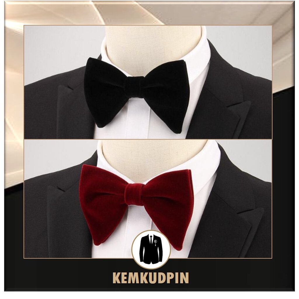 Bowtie หูกระต่าย เจ้าบ่าว ทรงมาตรฐาน ทรงผีเสื้อ ผ้ากำมะหยี่