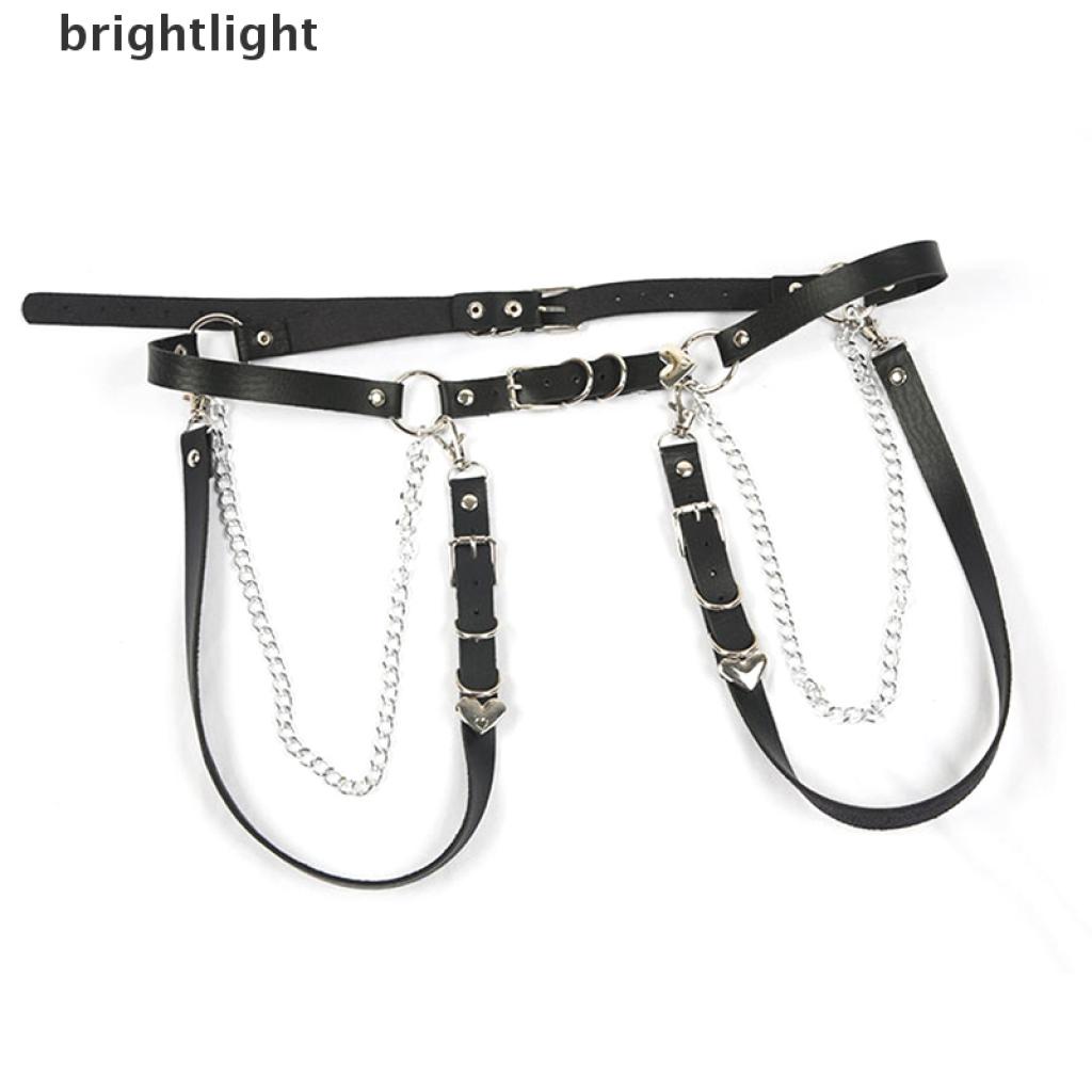 (Brightlight) เข็มขัดโซ่ หนังเทียม สไตล์พังก์ เครื่องประดับ สําหรับผู้หญิง