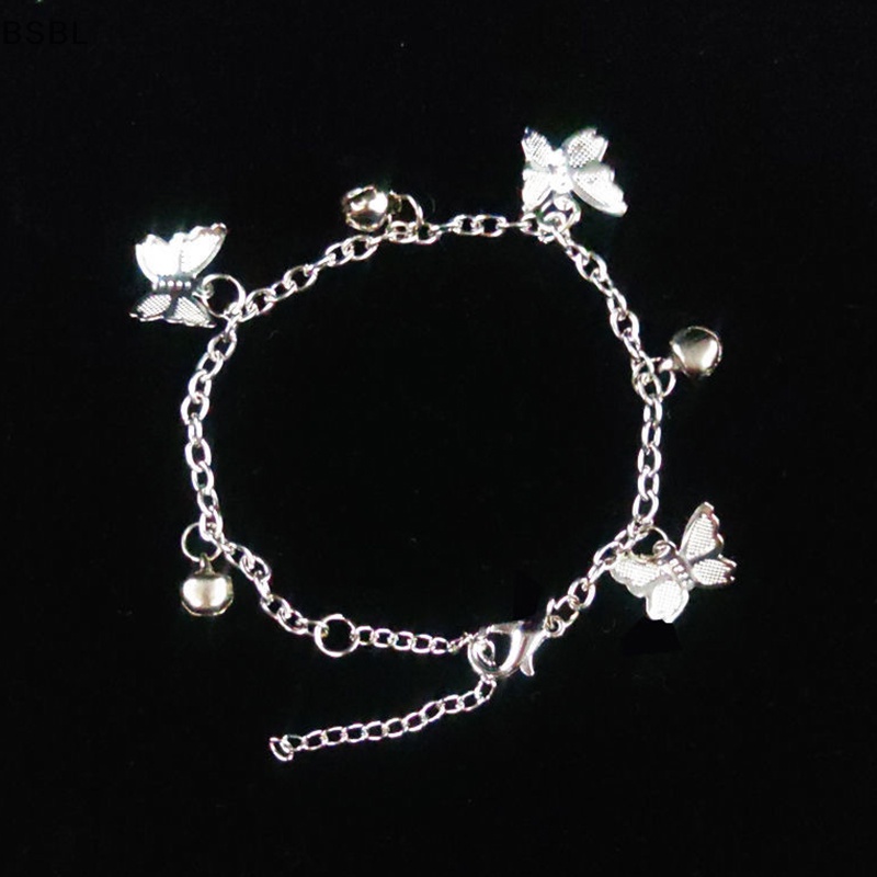 Bsbl สร้อยข้อมือโซ่ จี้กระดิ่งผีเสื้อน่ารัก ปรับได้ เครื่องประดับแฟชั่น สําหรับผู้หญิง