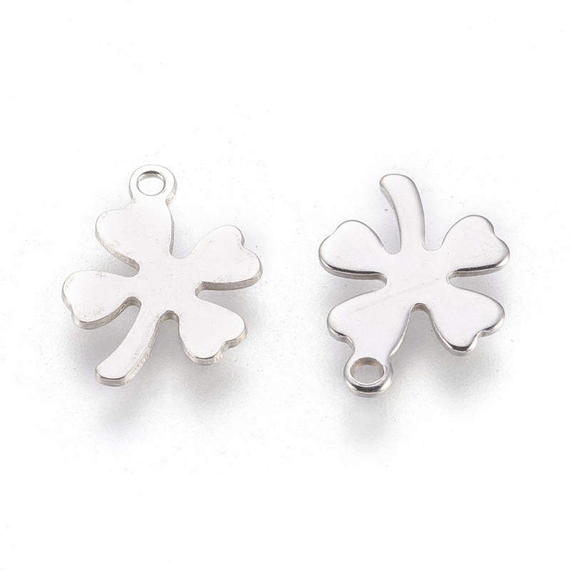 CHARMS สแตนเลสรูปใบโคลเวอร์ 304 ขนาด 13 . 5X10X0 . 6 มม . 50 ชิ้น