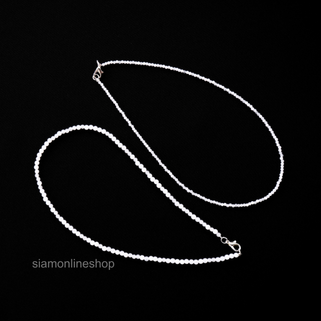 CHOKER สร้อยคอหิน หยกขาว หยกแท้ เลือกขนาดเม็ดหิน และความยาวได้ โชคเกอร์หิน white jade by siamonlineshop