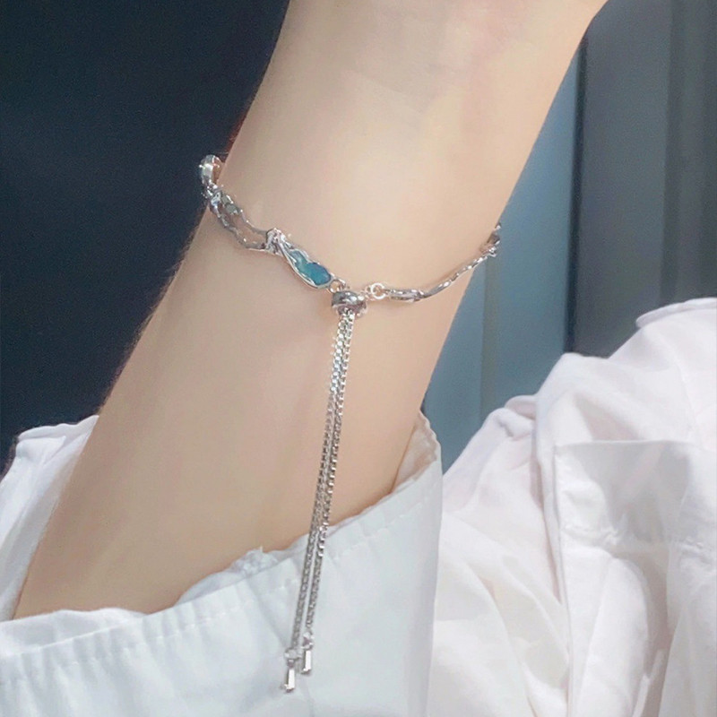 COD-ในไทย สร้อยข้อมือ Cherry Blossom Bow สีชมพูสร้อยข้อมือ Niche High End สร้อยข้อมือสำหรับเพื่อนสนิท-kri