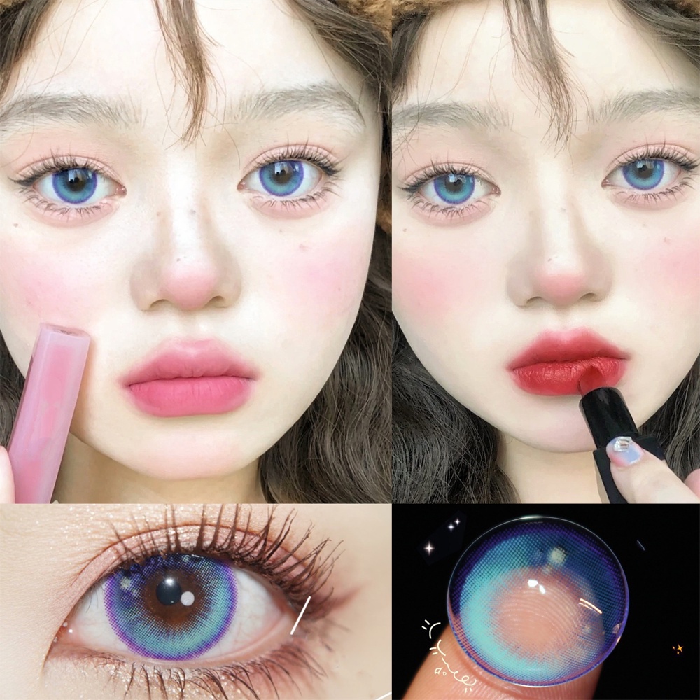 Cerisecon คอนแทคเลนส์ สีฟ้า ขนาดเล็ก สําหรับสายตาสั้น