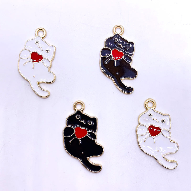 Charm จี้สร้อยคอ สร้อยข้อมือ โลหะผสม รูปการ์ตูนแมว 30*12 มม. 4 ชิ้น