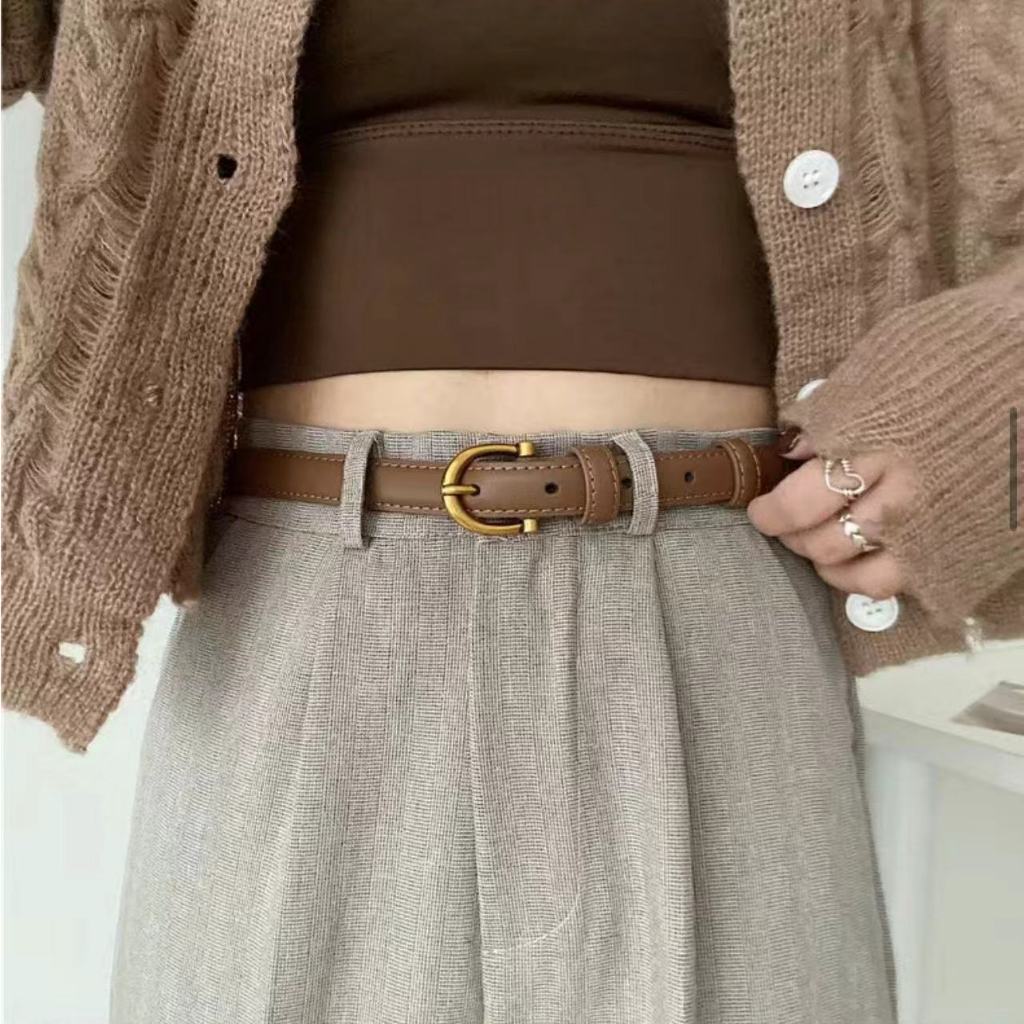 Classic belt เข็มขัดหนังอะไหล่ทอง (เริ่มเจาะรูตั้งแต่เอว 22)
