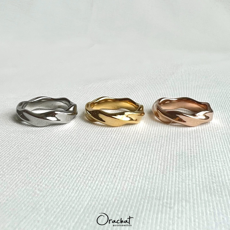 Classy curve 14k ring (แหวนงานชุบ 14k สแตนเลส สวย ทน โดนแอลกอฮอล์ได้ ไม่ลอก)