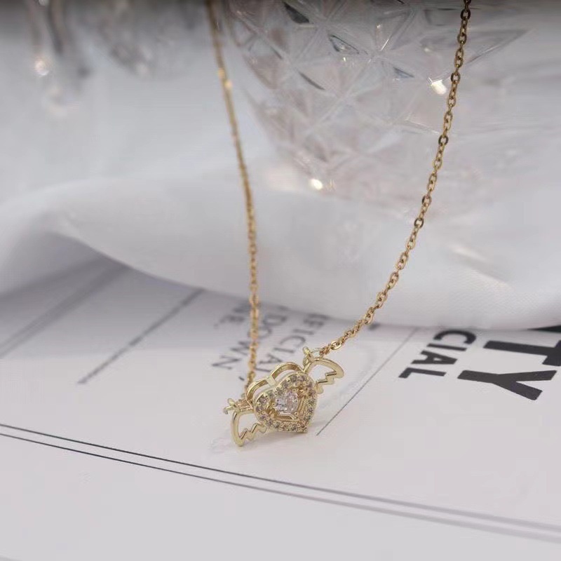 Cocojewelry สร้อยคอโซ่ จี้รูปหัวใจ กามเทพ หรูหรา สไตล์เกาหลี