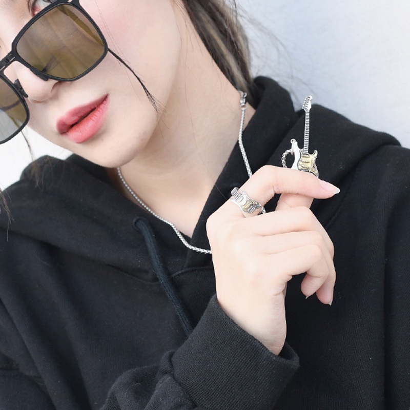 Colorful Electric Guitar Necklace Rock Punk Style Necklace Girls New Retro Niche Design Hip Hop Handsome Men
