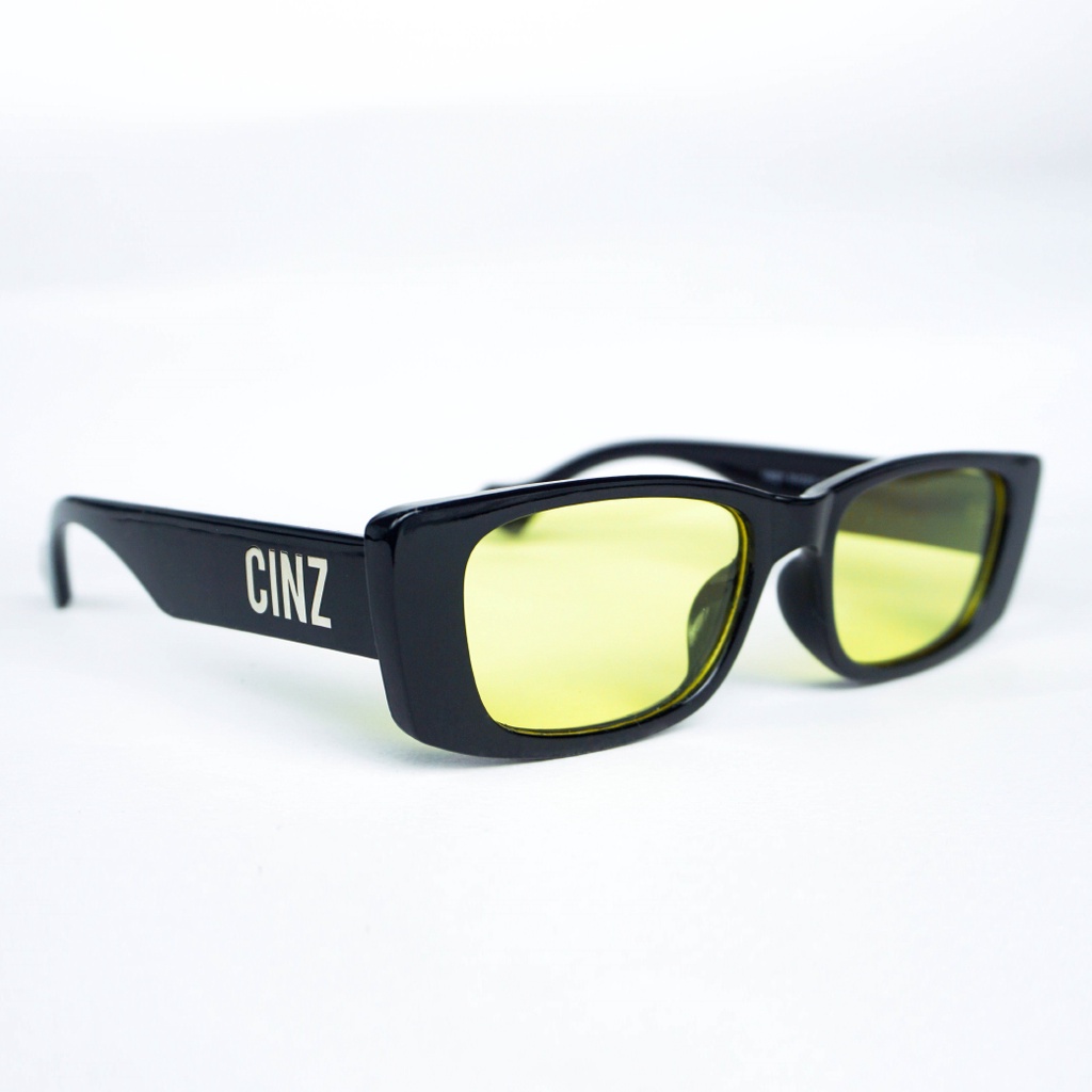 Crowcinz Rectangle Sun Glasses / Black-Yellow แว่นตากันแดด