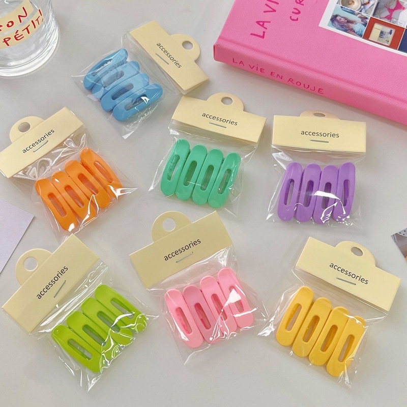 Cute 095 กิ๊บติดผม กิ๊บหนีบผม Colourful 4 ชิ้น / แพ็ค ยาว 4 cm.