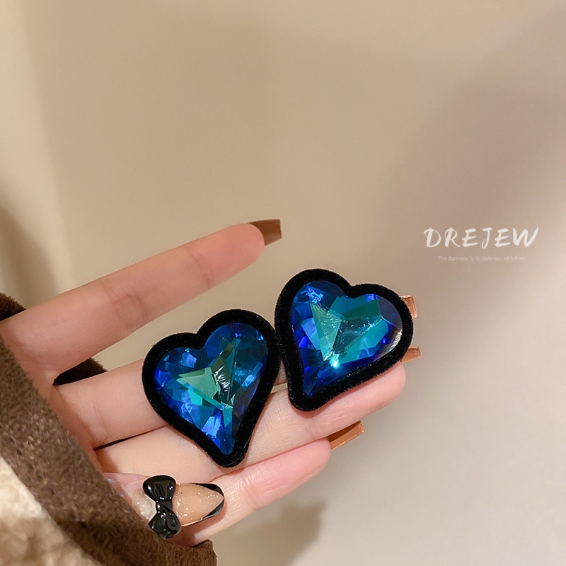 DREJEW ต่างหูเข็มเงิน 925 จี้รูปหัวใจ ประดับเพชร หลากสี เหมาะกับฤดูใบไม้ร่วง และฤดูหนาว