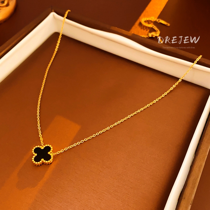 DREJEW  สร้อยคอโซ่เหล็กไทเทเนียม จี้รูปดอกไม้อะคริลิค หลากสี หรูหรา กันแพ้ สร้อย