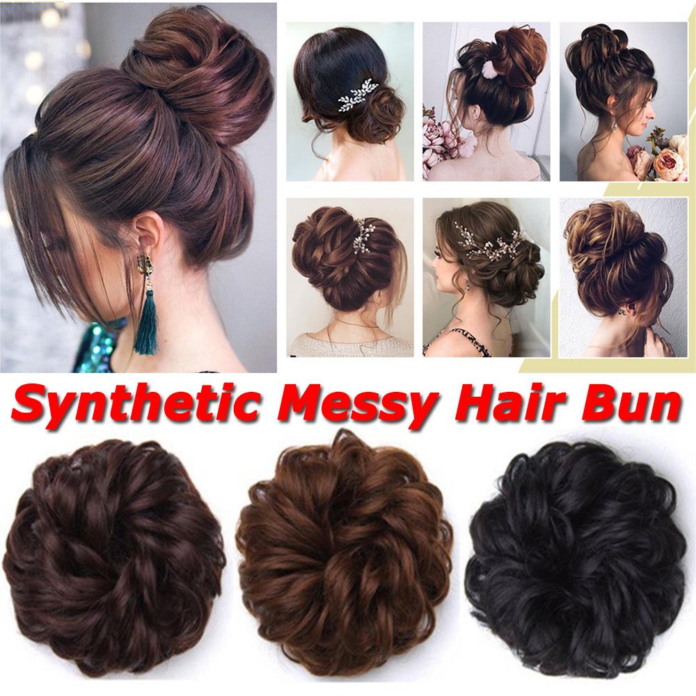Daiga ยางรัดผมโดนัท สีน้ําตาลธรรมชาติ ยางรัดผมปลอม แบบหูรูด ผมหยิก Chignon