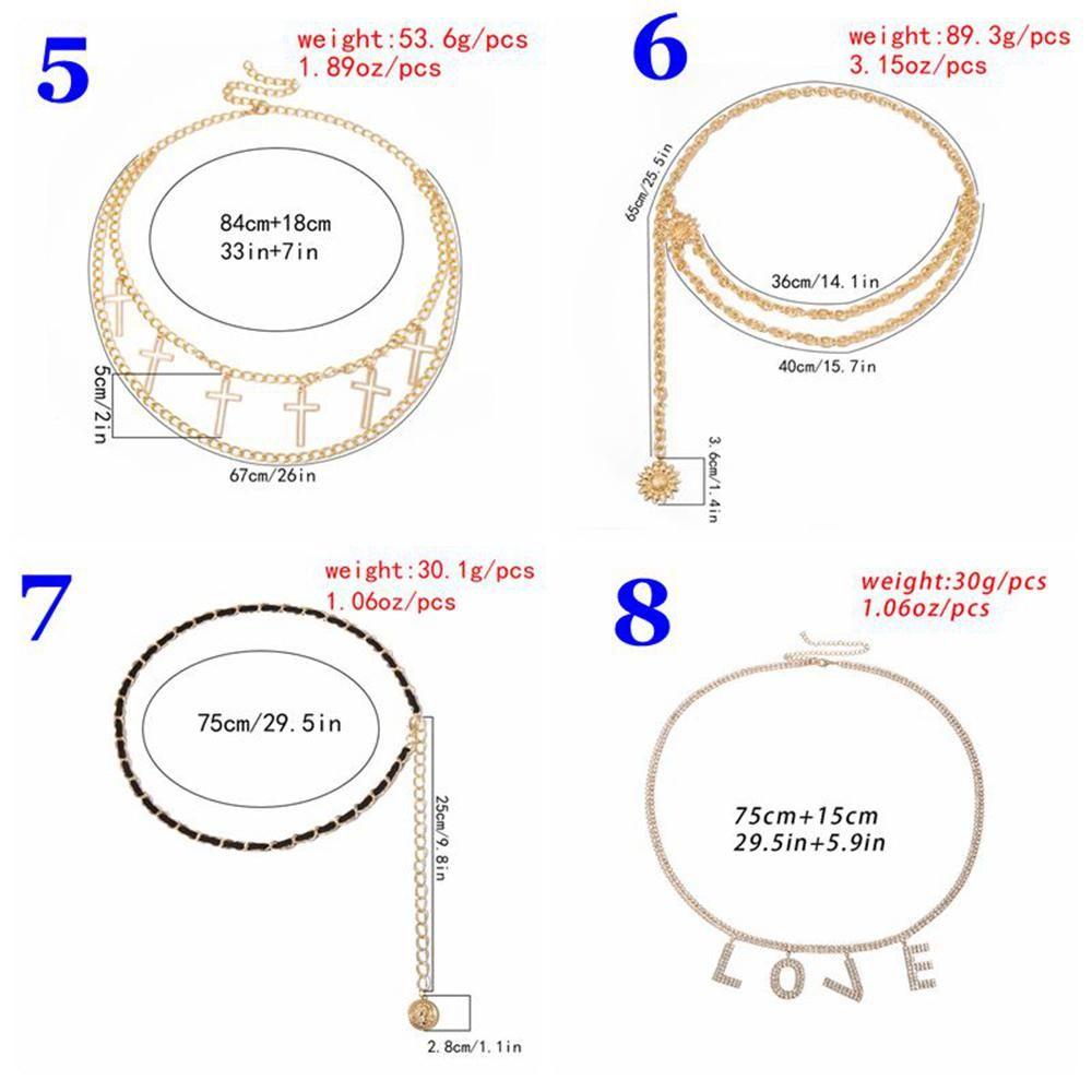 Dealshop เข็มขัดโซ่ โลหะผสม สีทอง สีเงิน สไตล์โบฮีเมียน