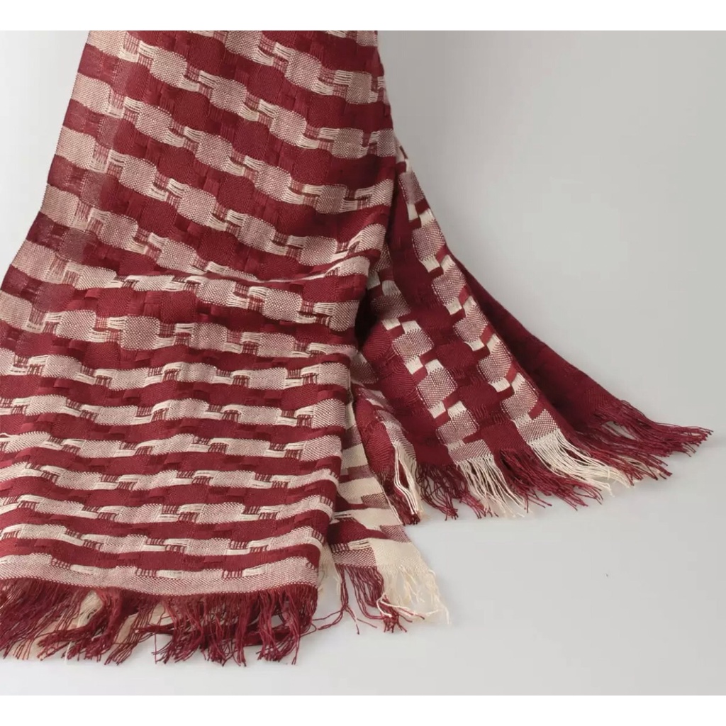 DoiTung Scarf - Afghan, Bamboo 100% (50x200 cm.) ผ้าพันคอ ทอมือ ใยไผ่ 100% ดอยตุง