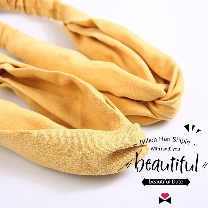 F004 ที่คาดผม หนังกลับ ไขว้ สีพื้น สไตล์เกาหลี เครื่องประดับ สําหรับผู้หญิง