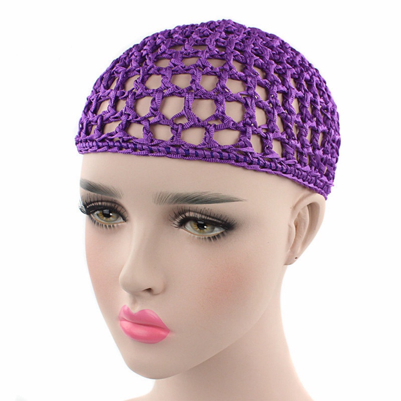 Fancyqube ผ้าโพกหัว ผ้าตาข่ายถักโครเชต์ สีพื้น สําหรับผู้หญิง