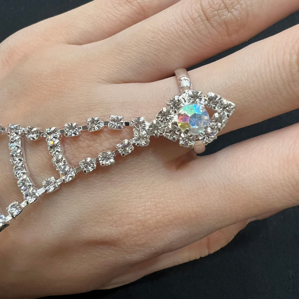 Fashion Jewele สายรัดข้อมือ และแหวน ประดับคริสตัล พลอยเทียม สําหรับเจ้าสาว งานแต่งงาน