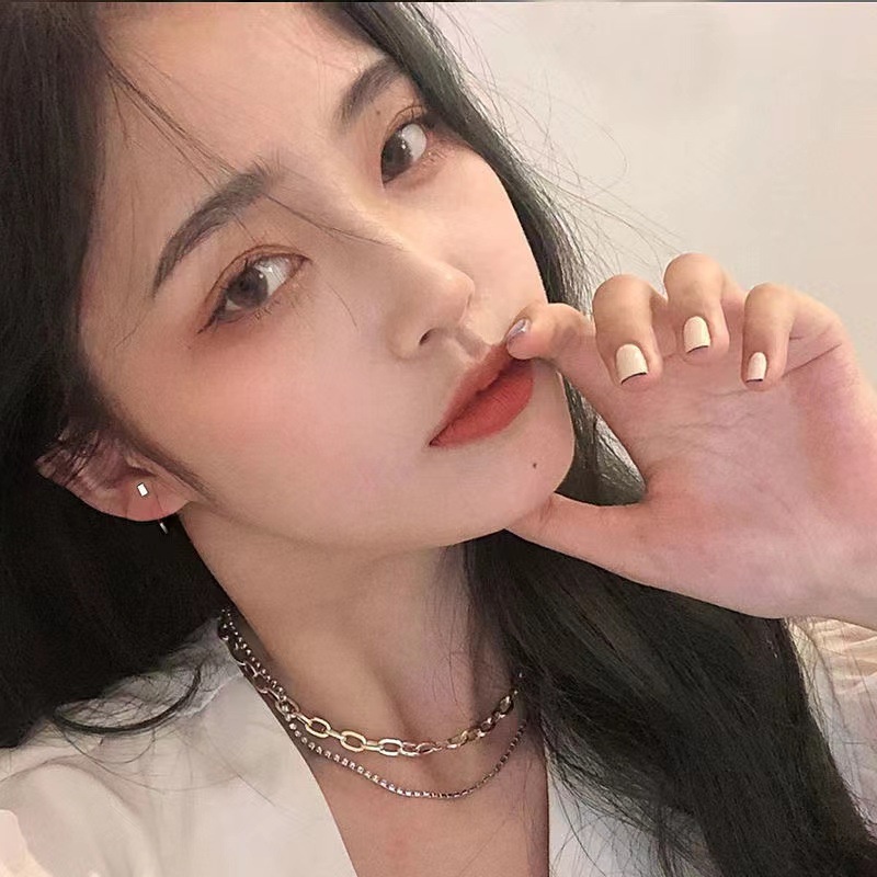 Fashion New Ins Style Small Square Ear Studs Female Small and Exquisite Small Ear Hoop Ear Hook Earrings Sleep Free Ear Piercing Ear Bone Stud