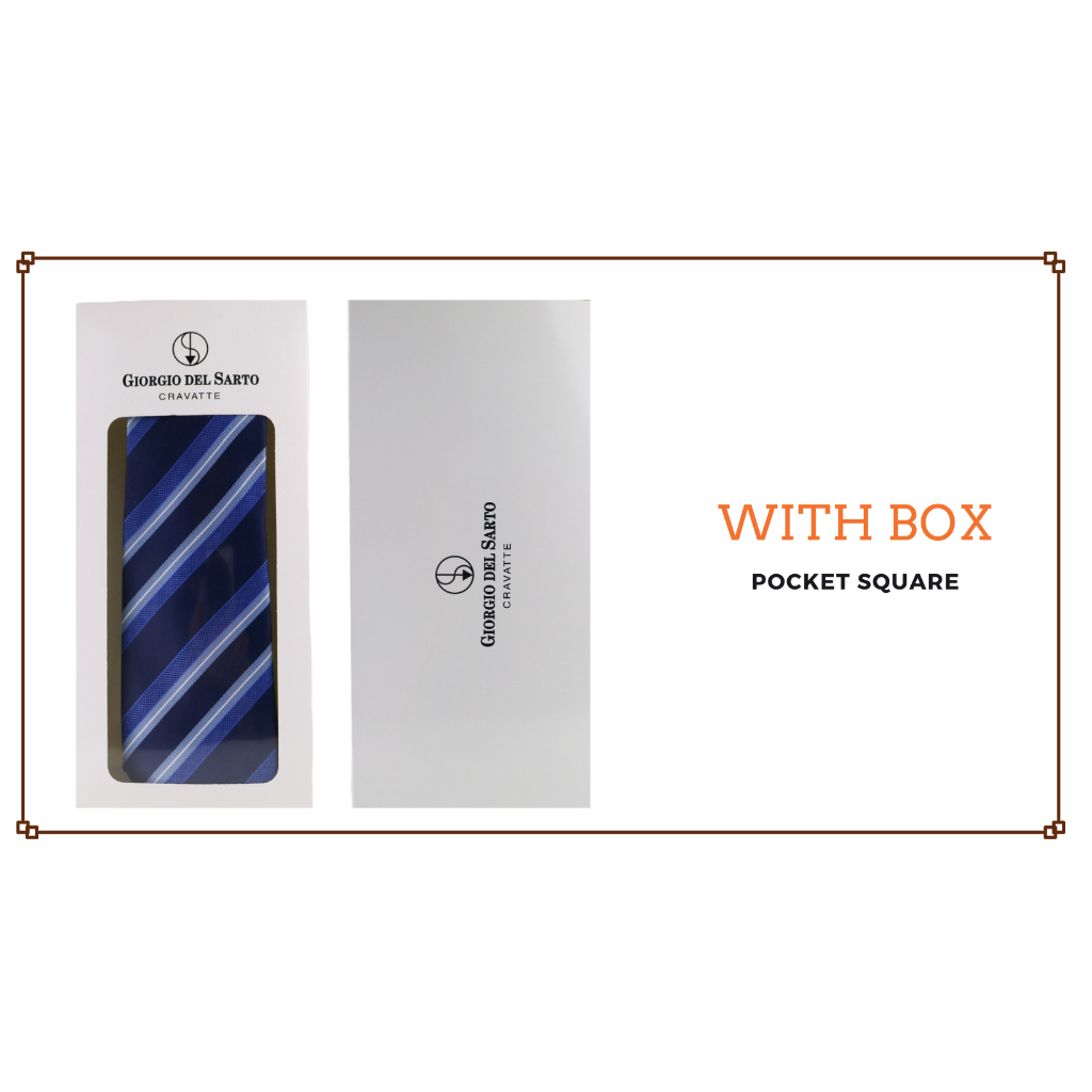 GIORGIO DEL SARTO Silk Navy Blue Pocket Square ผ้าเสียบสูทสี กรม น้ำเงินผ้าไหม 100%Silk