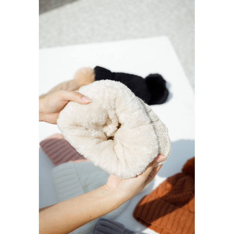 H01 KNITTED MOHAIR HAT หมวกไหมพรมบุขนหนา กันหนาวได้ถึง -20