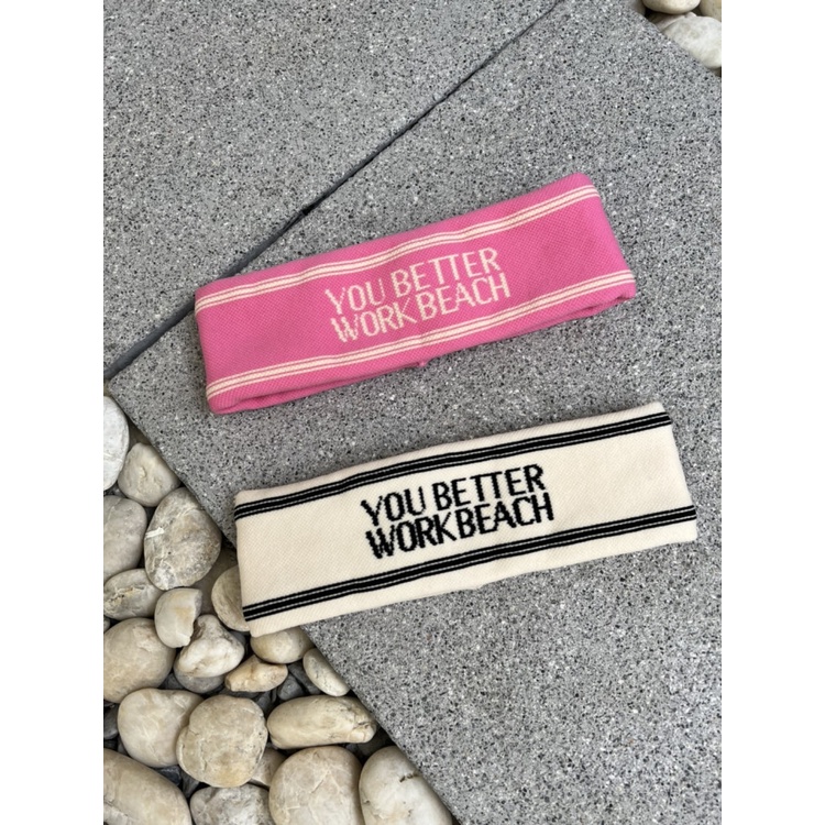 Headband You Better Work Beach ผ้า Cotton หนาสองชั้น (Pink)