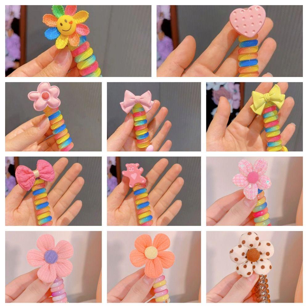 Hilario ยางมัดผมหางม้า พลาสติก ลายหมี สีรุ้ง หรูหรา สไตล์เกาหลี สําหรับงานแต่งงาน