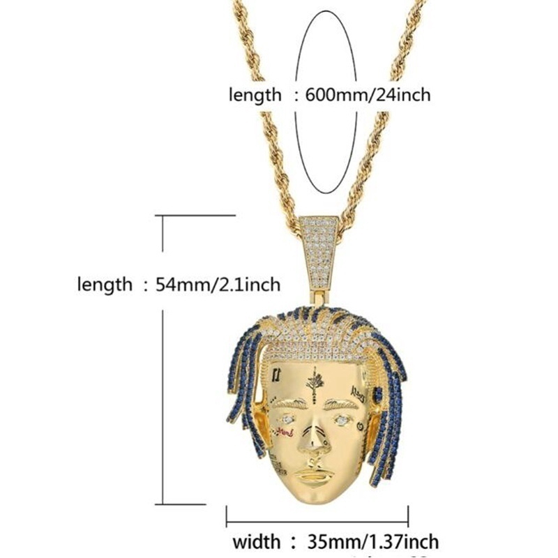 Hip Hop Style Gold Face Pendant Necklace for Men