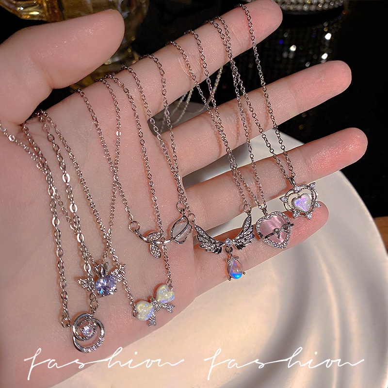 Ifyou Y2k สร้อยคอโชคเกอร์ จี้คริสตัล รูปผีเสื้อ หัวใจ เครื่องประดับ สําหรับผู้หญิง