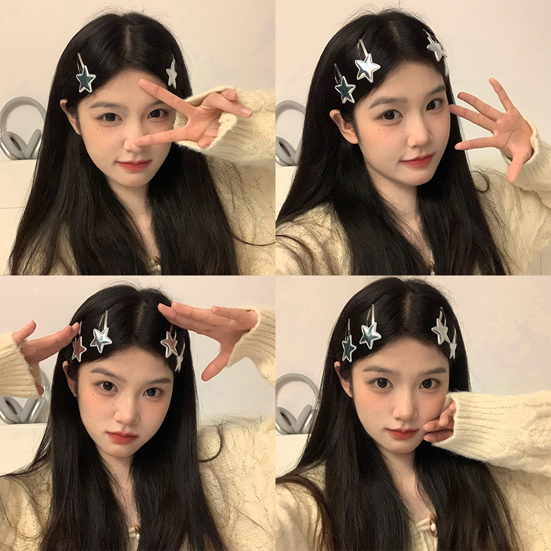 Ins กิ๊บติดผม รูปดาวห้าแฉก น่ารัก สีเงิน สําหรับผู้หญิง y2k