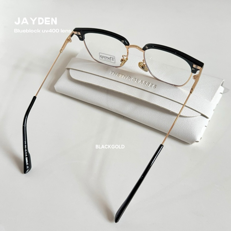 JAYDEN (blueblock uv400) แว่นกรองแสงสีฟ้า ทรงคลับมาสเตอร์ half lens