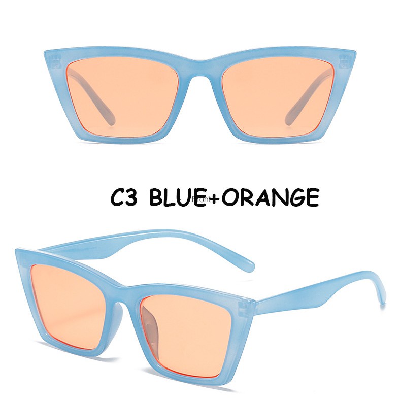 (JIUERBA) 【รองรับการขายส่ง】 แว่นกันแดดทรงแคทอาย แฟชั่นสไตล์ฮิปฮอป เกาหลี  มี 7 สี