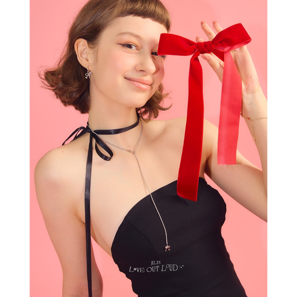 Julys - lolita ribbon drawstring necklace สร้อยคอโบว์ รูดได้