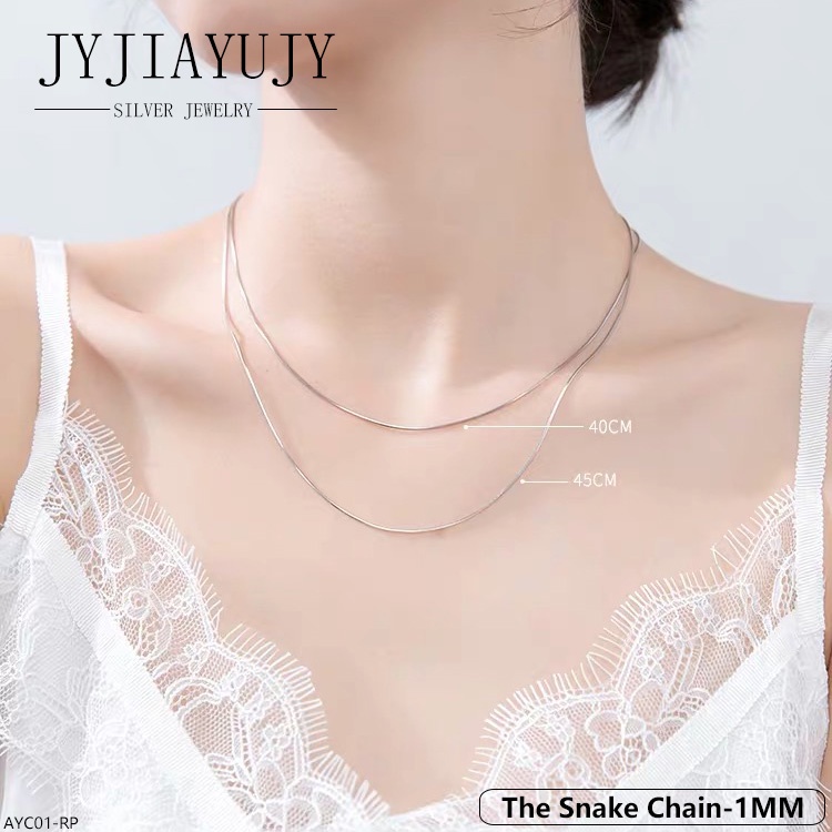 Jyjiayujy สร้อยคอโซ่เงินแท้ 100% S925 ยาว 40 45 50 ซม. สไตล์เกาหลี เครื่องประดับแฟชั่น สําหรับผู้หญิง AYC01-RP