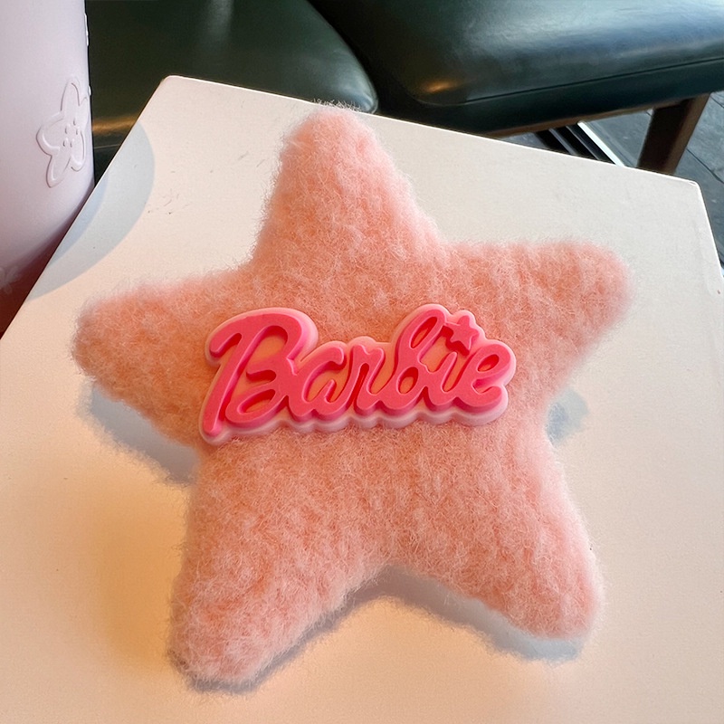 Kawaii กิ๊บติดผม ผ้ากํามะหยี่ขนนิ่ม ลายการ์ตูนอนิเมะบาร์บี้ สีชมพู สําหรับเด็กผู้หญิง