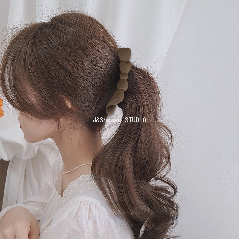 Kf727 กิ๊บติดผม รูปกล้วย เนื้อแมตต์ ประดับโบว์ สไตล์เกาหลี สําหรับผู้หญิง