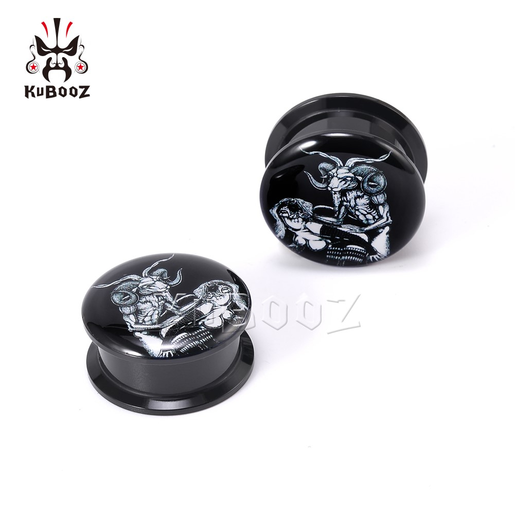 Kubooz จิวเจาะร่างกาย ต่างหู รูปการ์ตูนแพะ อะคริลิค ขยายได้ 6-30 มม. 2 ชิ้น